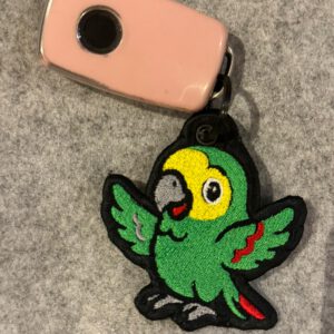 Geborduurde Amazone Papegaaien Sleutelhanger