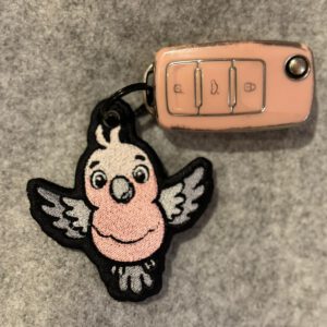 Geborduurde Rose Kaketoe Sleutelhanger