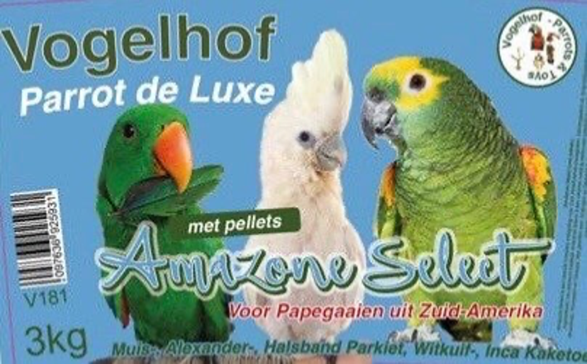 Amazone Select 3 kg met pellets ( Zuid Amerikaanse papegaaien)Vogelhof